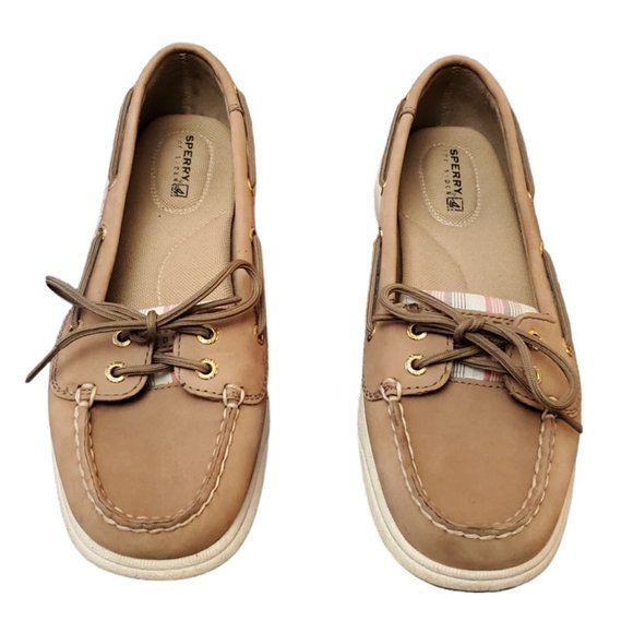 Sperry Top Sider STS91331 Size 7.5 M Boat Leather Loafer Brown Pink Blue Shoes - Picture 2 of 7